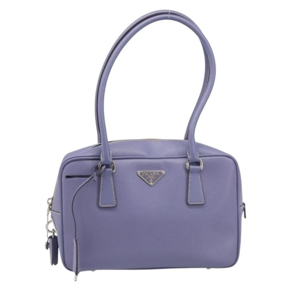 Prada Bauletto Saffiano Purple Leather Handbag